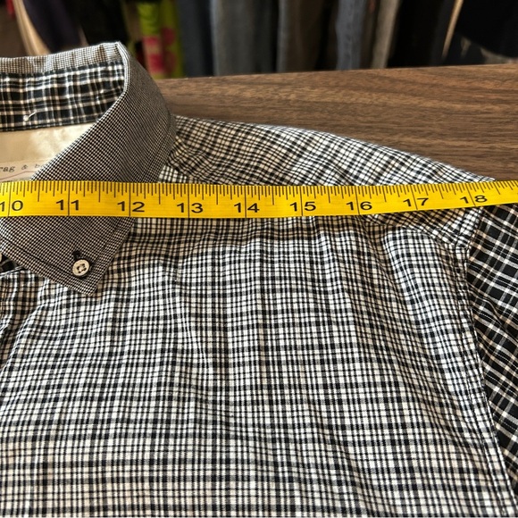 Rag & Bone Monochrome Plaid Patchwork Button-Down Men Shirt L - Picture 6 of 9